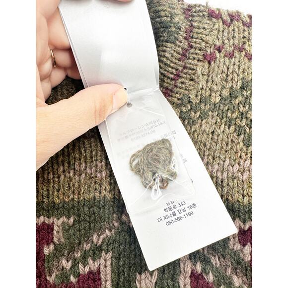 Ralph Lauren Intarsia-Knit Mockneck Sweater Wool Cashmere Hand Knit Sweater L - Picture 5 of 13